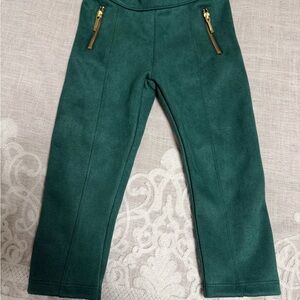 Janie and Jack Green Leggings with Gold Zippers